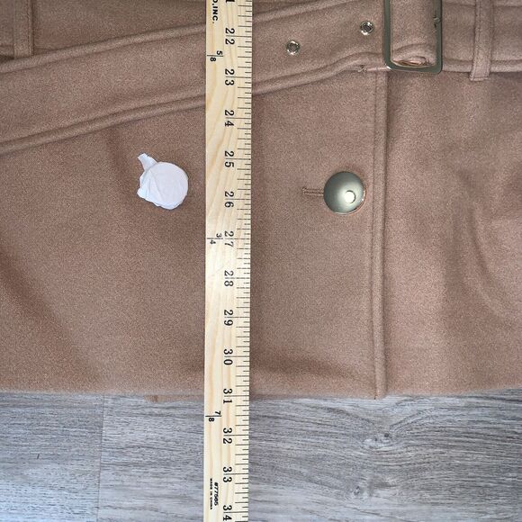 Badgley Mischa Coat Rosalie Notch Collar Camel Brown M New $268 Belted Designer - Picture 12 of 13